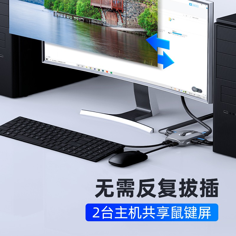 Thiết Bị Chuyển Đổi Kvm 2 Cổng Hdmi Hd 4k Dành Cho Màn Hình Máy In Tv