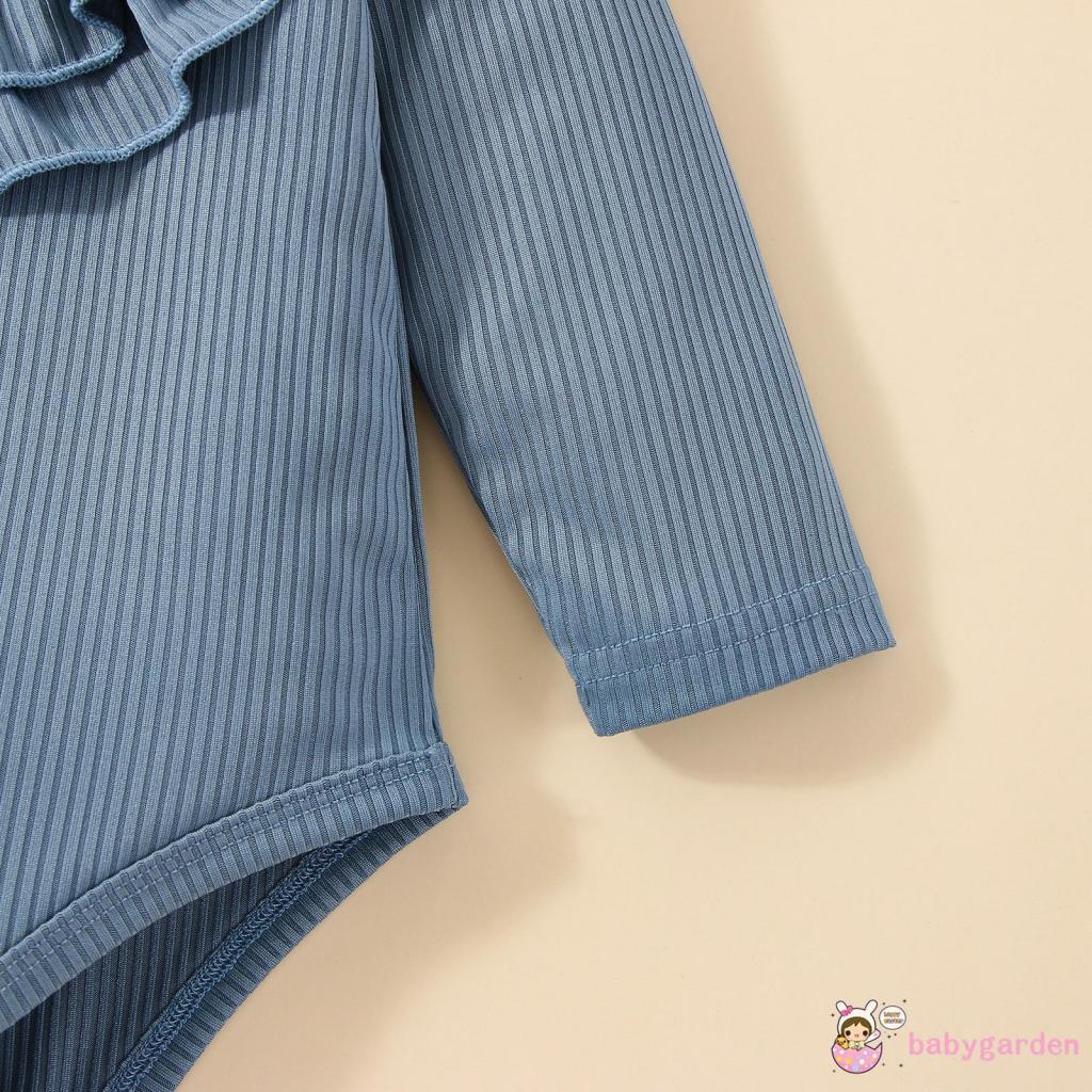 Bộ Áo Liền Quần Tay Dài Cổ Tròn Màu Trơn Dành Cho Bé Gái 3-24 Tháng Tuổi