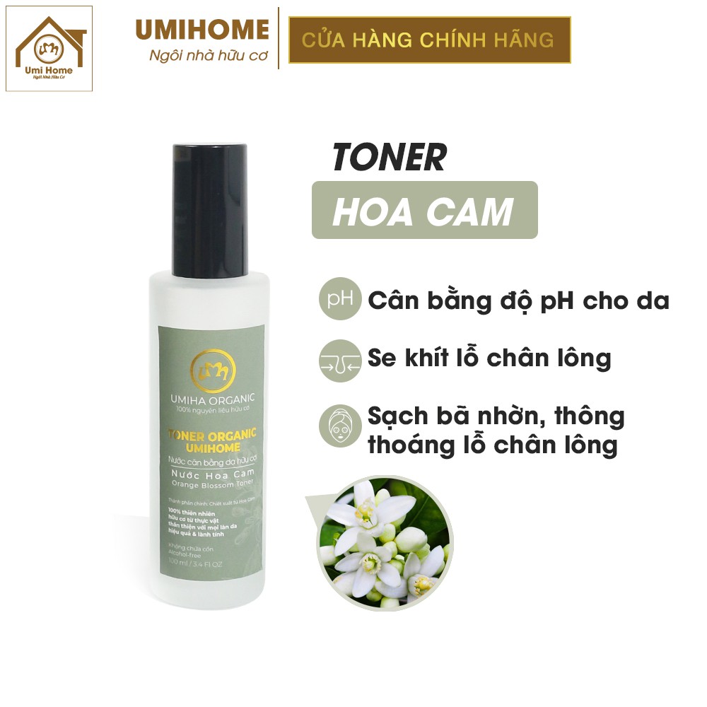 Toner Hoa Cam hữu cơ UMIHOME 50/100ml cấp ẩm dưỡng trắng da hiệu quả