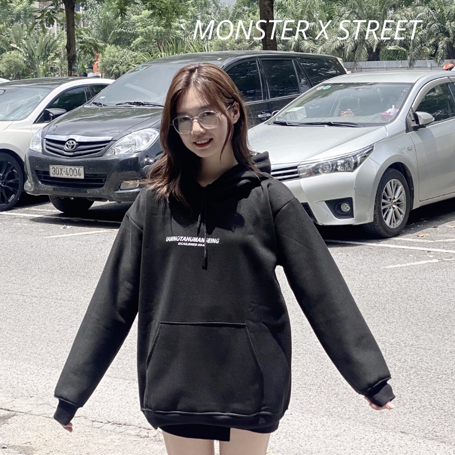 Áo hoodie nỉ bông Monster X Street Human Beeing nam nữ form rộng thu đông Local Brand