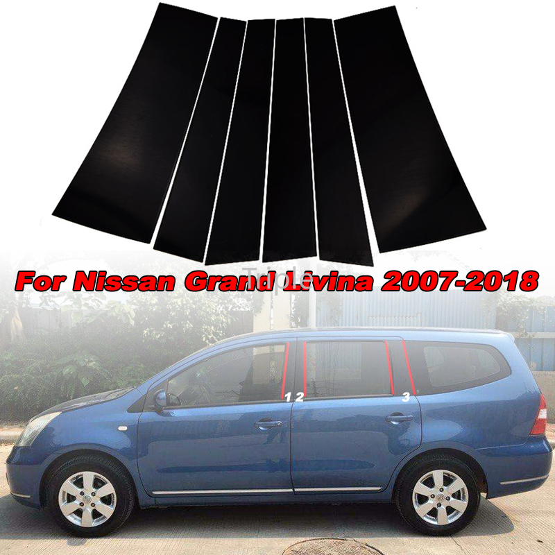 Set 6 Miếng Dán Trang Trí Cửa Xe Ô Tô Nissan Grand Livina 2007-2018