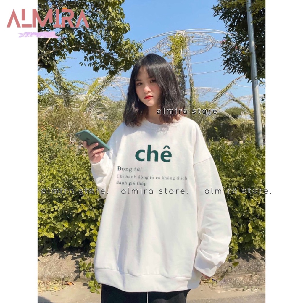 Áo Sweater Chê Form Rộng Unisex, Áo Nỉ In Chữ Chê Hottrend
