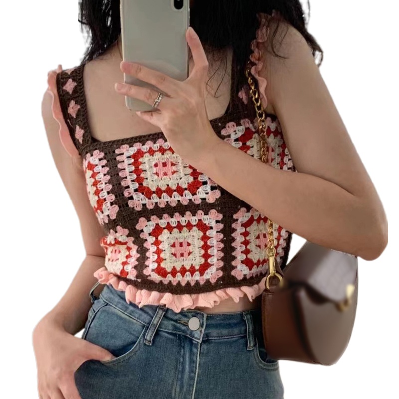 Áo Croptop Không Tay Họa Tiết Hoa Phong Cách Boho Ngọt Ngào Cho Nữ