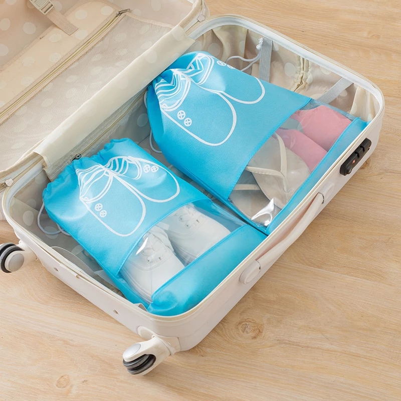 Non-woven Portable Drawstring Shoe Storage Bag / Waterproof Travel Shoes Storage Pouch / Home Organizer