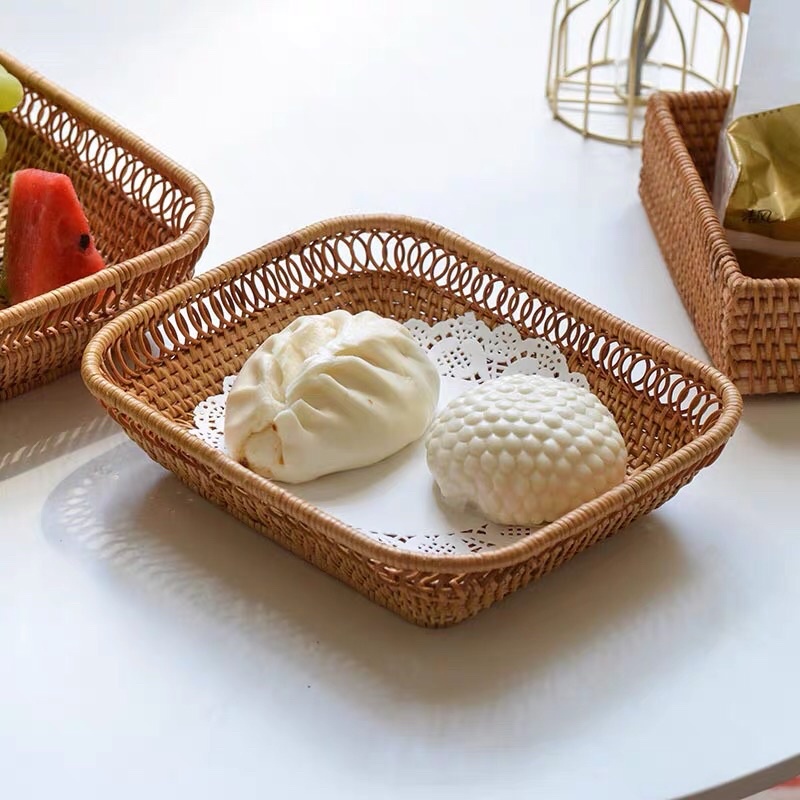Khay Mây Đựng Đồ VỪNG DECOR Đựng Hoa Quả, Bánh Kẹo, Đồ Khô Phòng Khách, Nhà Bếp - Hàng VNXK