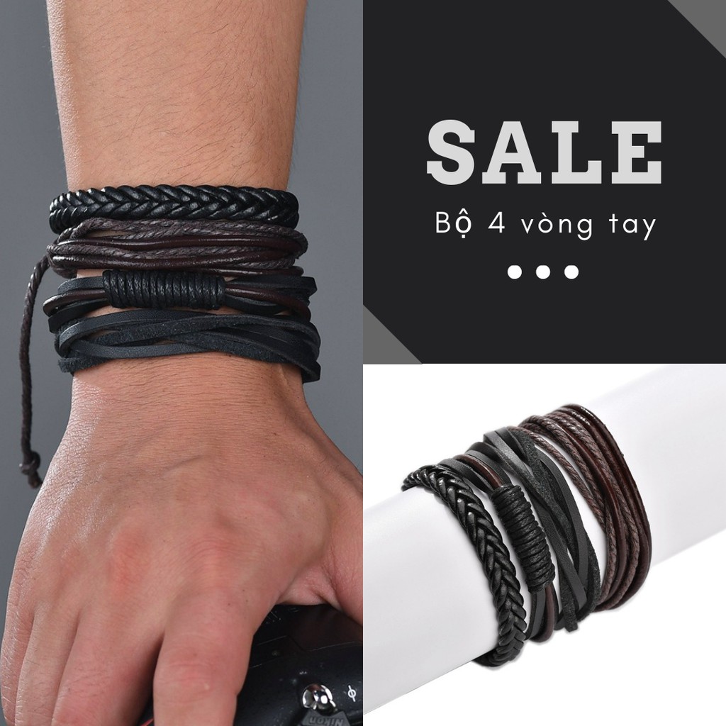 Bộ 4 vòng đeo tay nam handmade