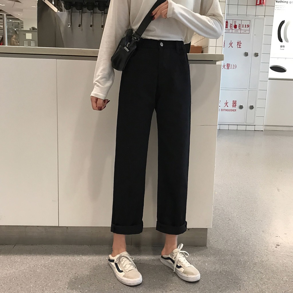 [SẴN] Quần Jeans ống rộng nữ lưng cao Ulzzang Quảng Châu QDJ54