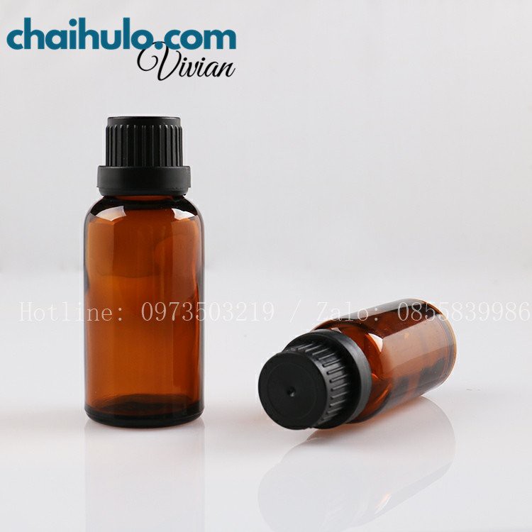 Combo 100 Chai lọ đựng Tinh Dầu 5ml nhỏ giọt, thân thủy tinh màu nâu, năp nhựa, nhôm vàng