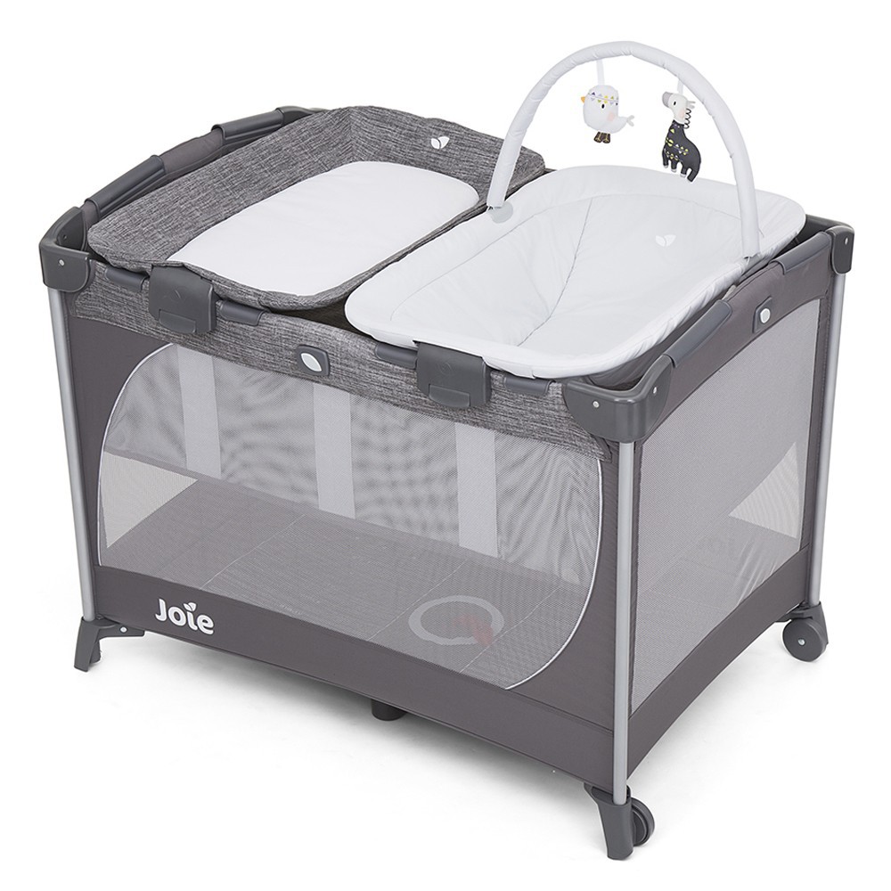 Giường cũi cho bé Joie Commuter Change &amp; Snooze Linen Gray