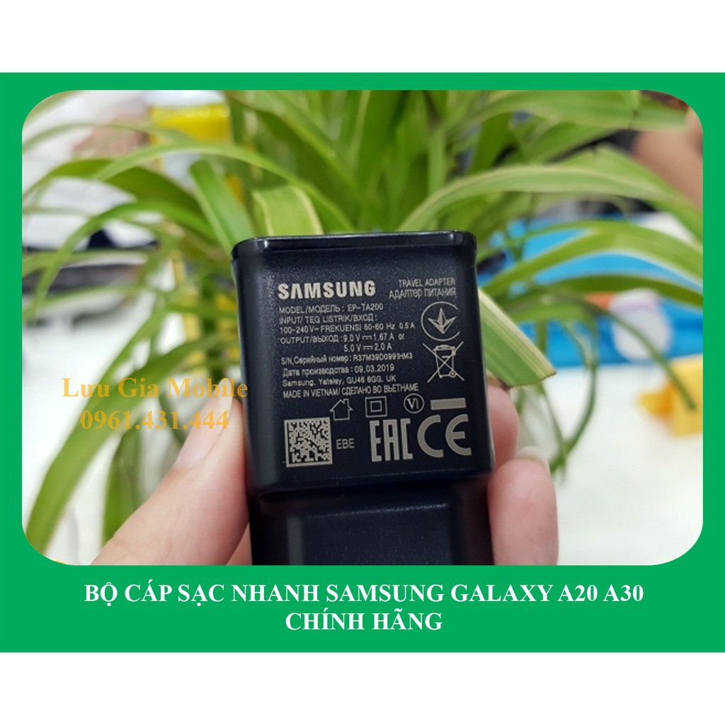 Bộ củ sạc nhanh Samsung Galaxy A20 A30 chính hãng A205 A305