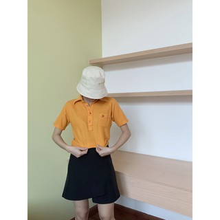 Áo thun có cổ polo nữ secondhand tay ngắn màu cam vàng sáng dễ thương