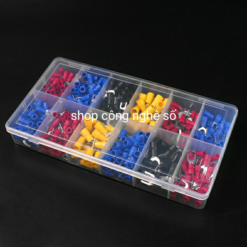 Đầu cos dây điện tròn có phủ nhựa-1200 đầu cos đựng trong hộp nhựa tiện dụng