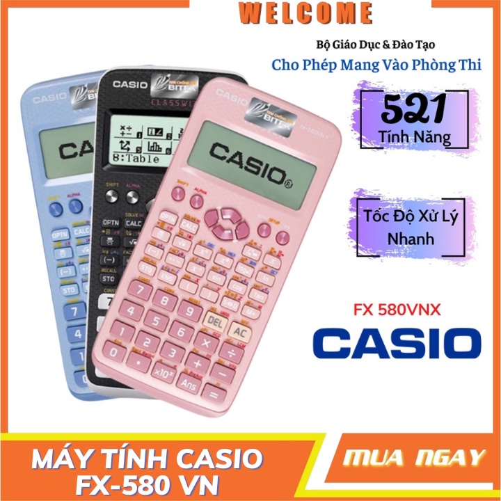 Máy tính Casio FX-580VNX - Chuyên dùng cho cấp 2 &amp; cấp 3, cầm tay, nhỏ gọn, cho phép mang vào phòng thi