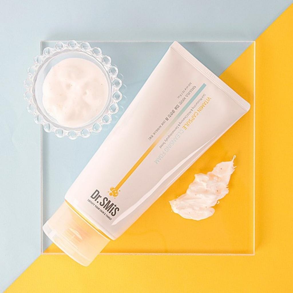 Sữa rửa mặt Hàn Quốc trắng da giảm nám tàn nhang 300ml Dr.SMiS VITAMIN CAPSULE CLEANSING FOAM - Chính hãng