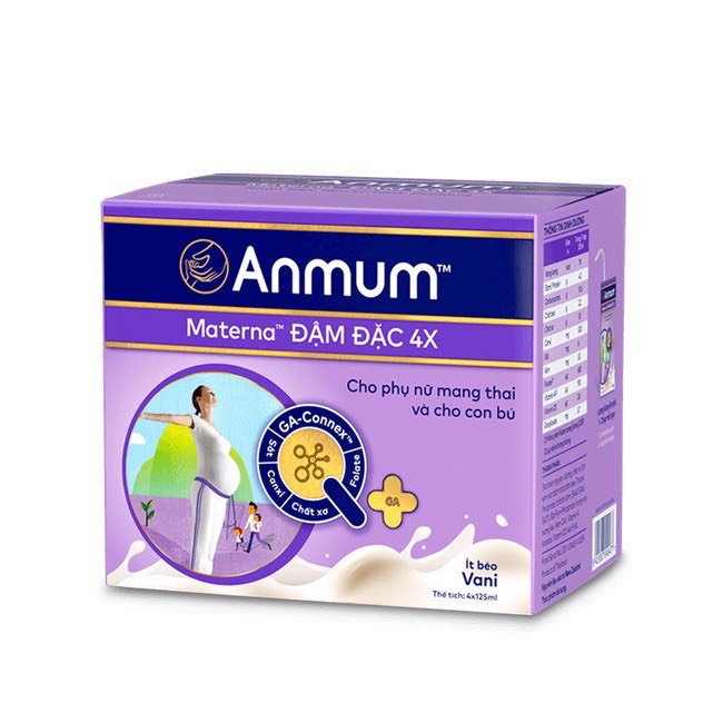 SỮA NƯỚC ANMUM ĐẬM ĐẶC 4X HƯƠNG VANI ÍT BÉO ( 4X125ML)