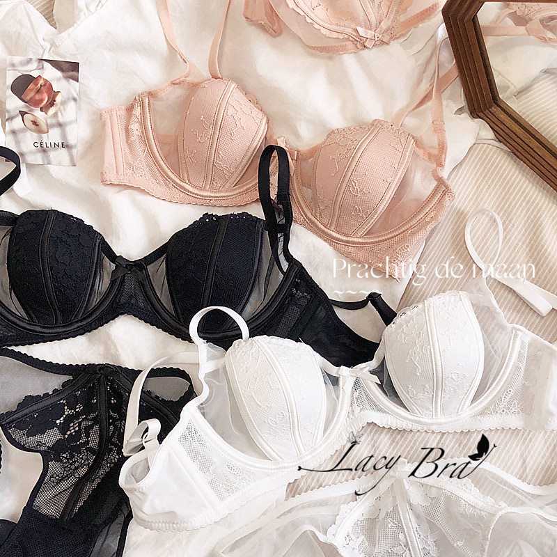 Bộ Đồ Lót Voan Phối Ren Có Gọng Nâng Không Đệm Gợi Cảm Lacy Bra - B24 | BigBuy360 - bigbuy360.vn