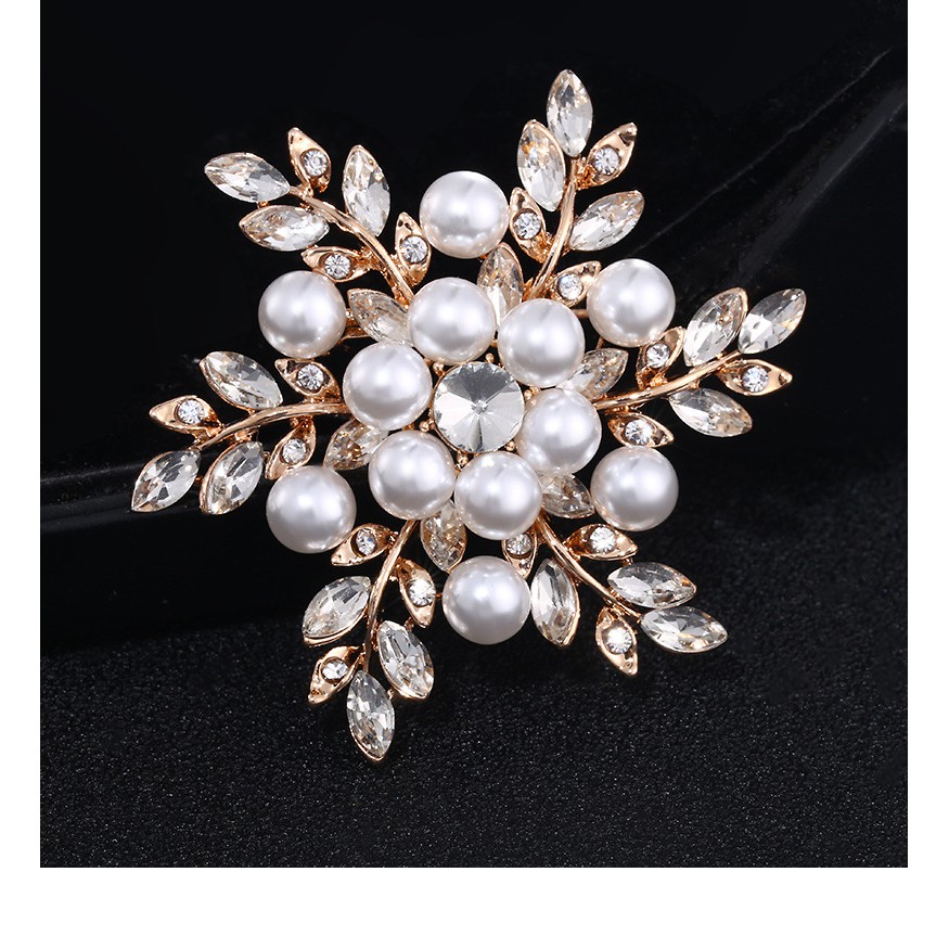 Trâm cài áo hình tròn bông hoa đính ngọc GC172