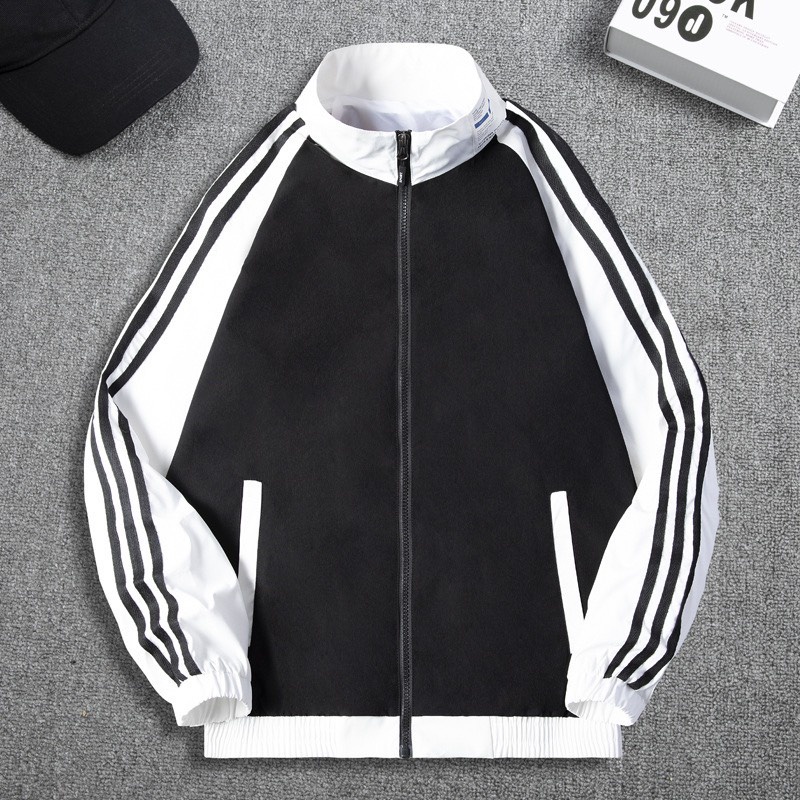 Áo khoác bomber chất dù 3 sọc cánh tay thể thao khóa kéo Gutado thời trang nam nữ unisex phong cách Hàn quốc