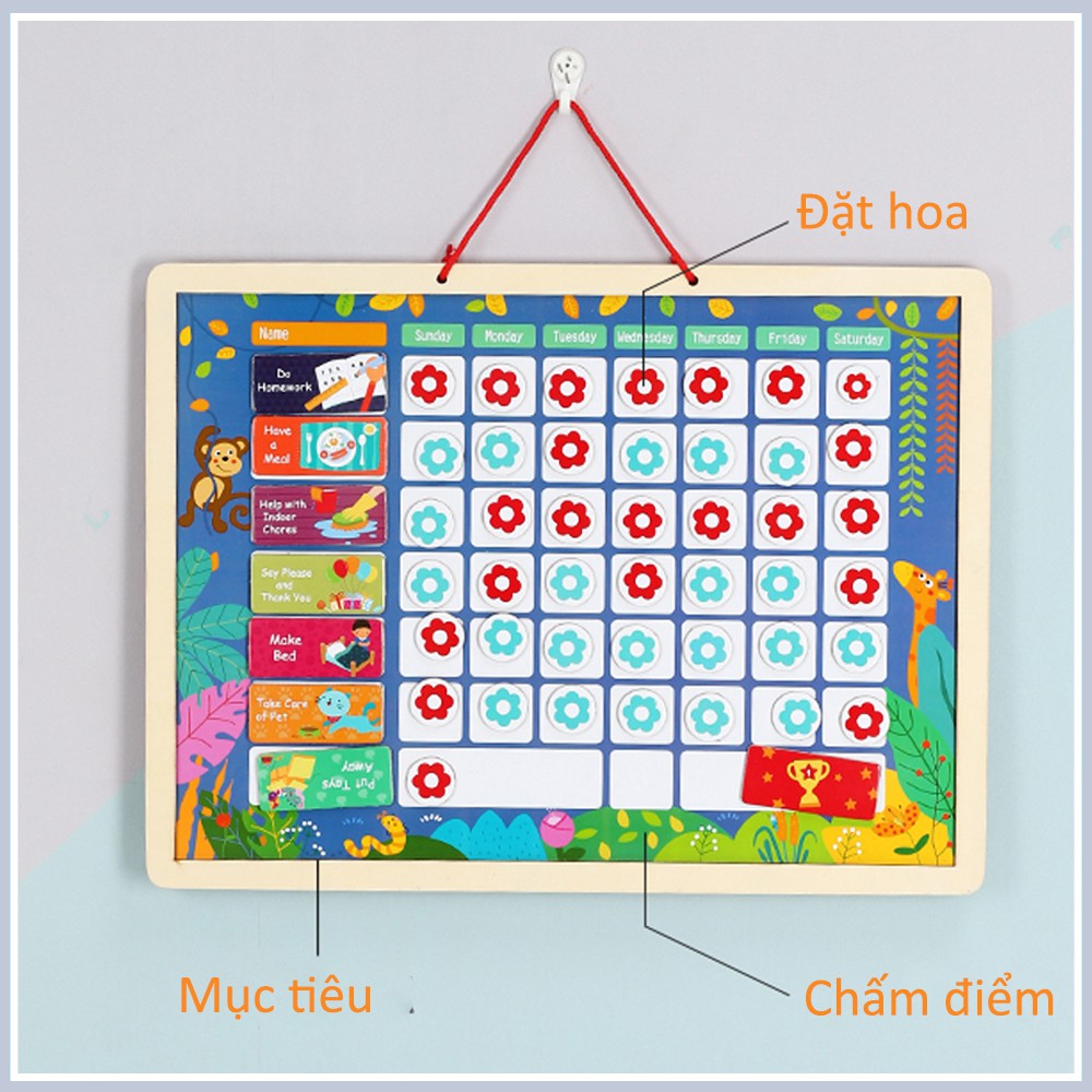 Bảng gỗ khen thưởng, kỷ luật nam châm cho bé- đồ chơi giáo dục