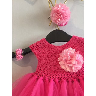 Set váy len tutu hoa xù (nhiều màu theo yc)