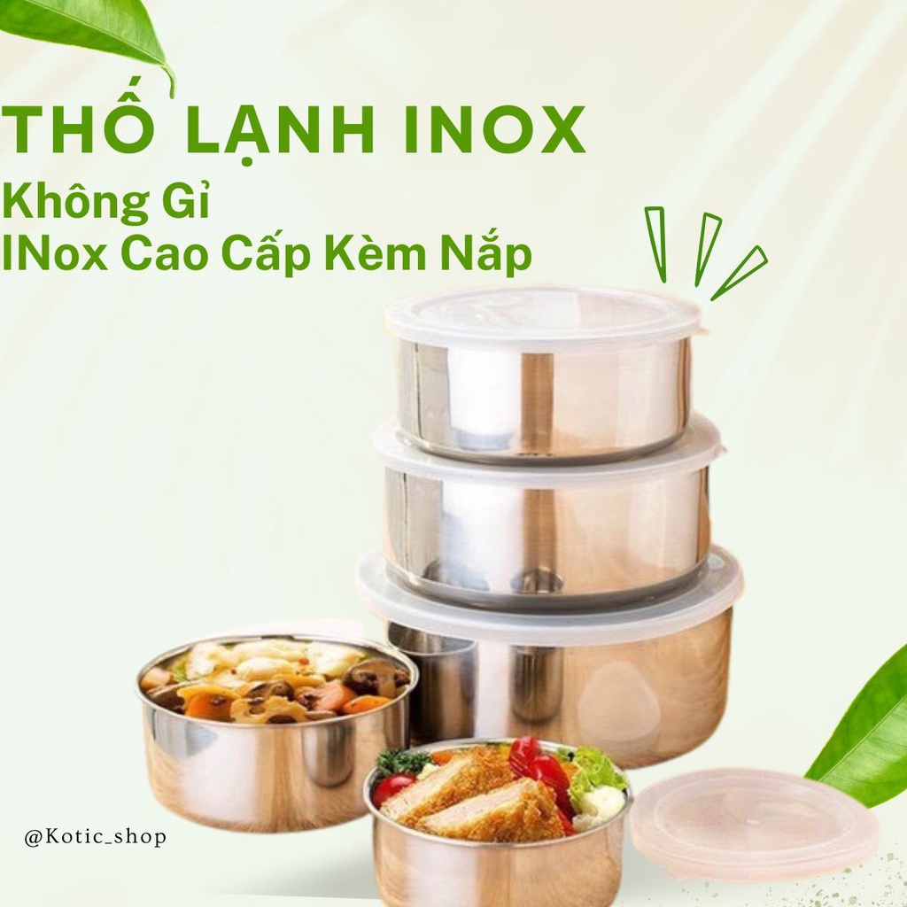 Bộ 5 Thố Lạnh Inox Kèm Nắp Nhựa Dẻo Cao Cấp Đựng Thức Ăn Thực Phẩm Siêu Tiện Lợi Không Gỉ Kiểu Dáng Gọn Nhẹ Kotic_shop