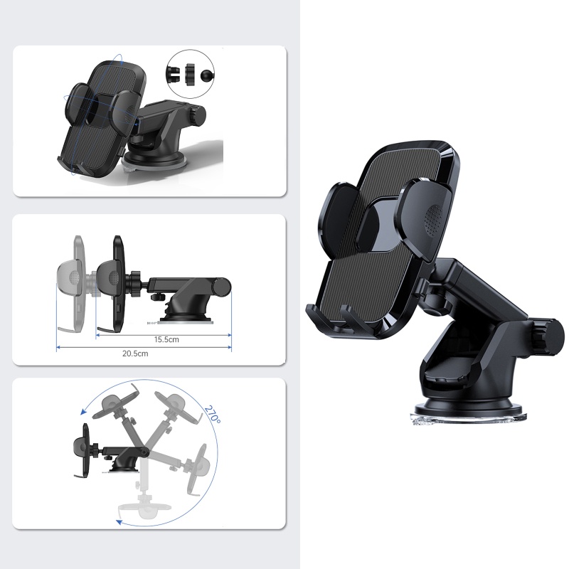 Giá Đỡ Điện Thoại Đa Năng Gắn Trên Kính Chắn Gió Của Ô Tô Xoay 360 Độ Có Cốc Hút Tiện Dụng