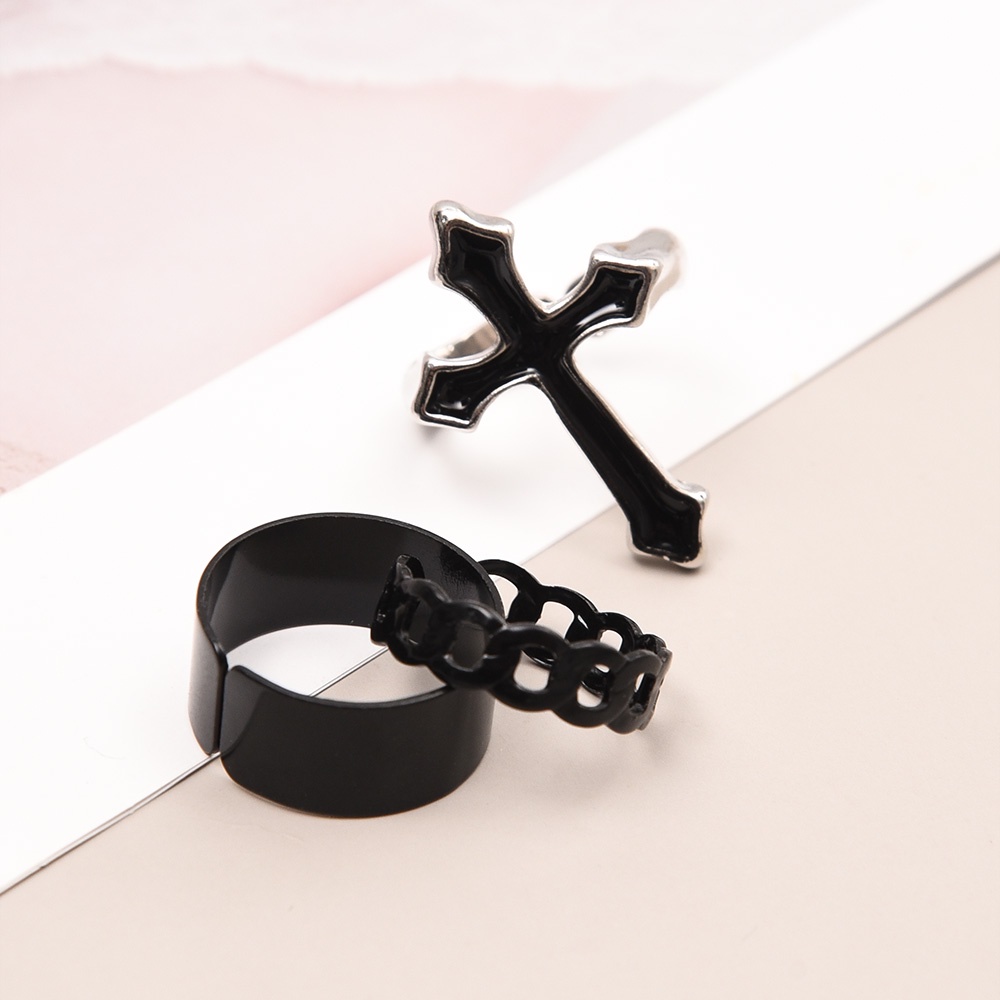 Set Nhẫn Hợp Kim Màu Đen Phong Cách Bohemian Cho Nam