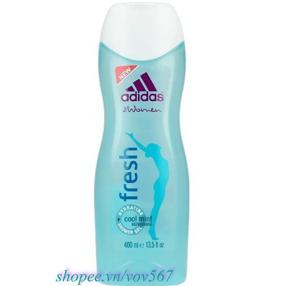 Gel Tắm Nữ 400Ml Adidas Fresh 3 Trong 1 Gội Đầu, Sữa Tắm, Sữa Rửa Mặt chính hãng