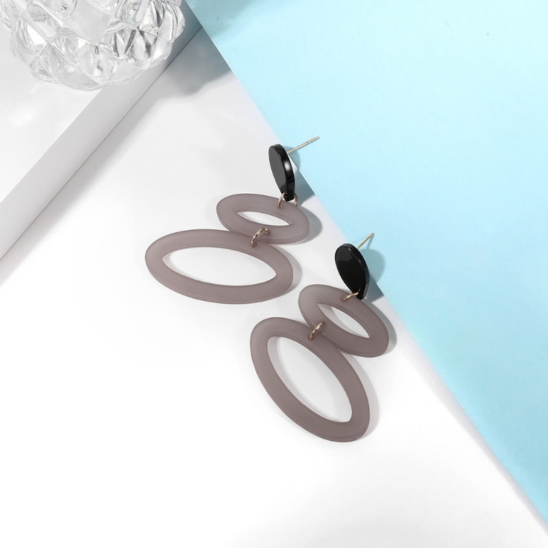 Bông Tai Hình Oval Màu Đen Bằng Acrylic Dễ Thương