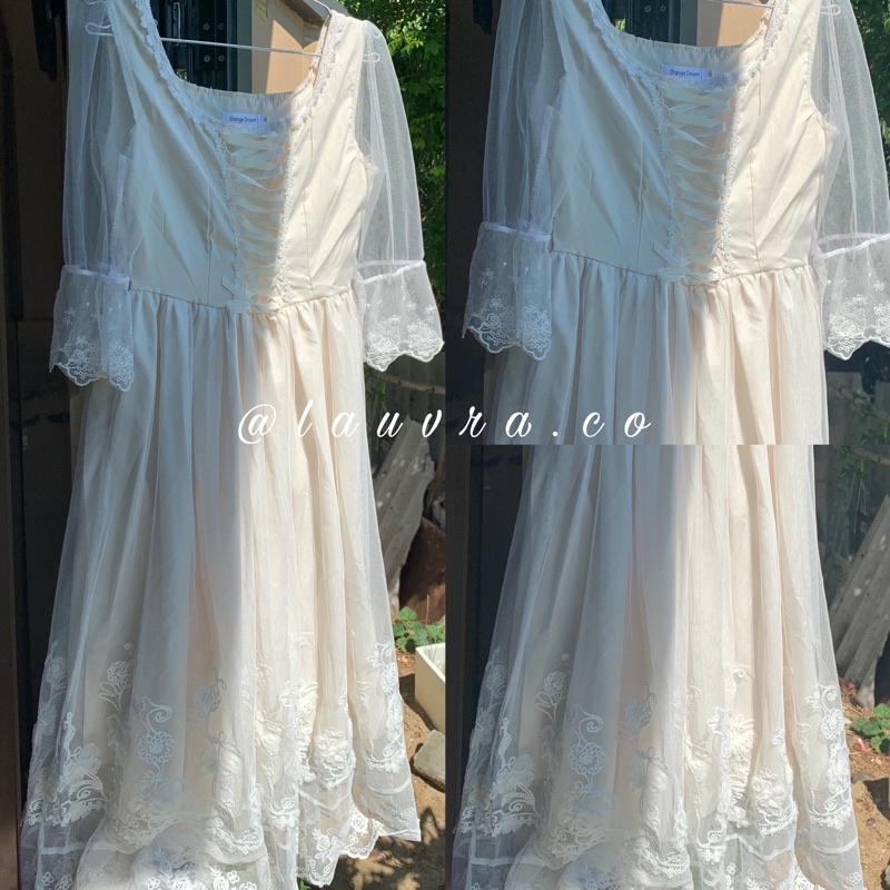VÁY TRẮNG DÀI CÔNG CHÚA VINTAGE CỔ ĐIỂN PHÁP ULLZANG- VÁY DÀI DỰ TIỆC- VÁY LOLITA GIÁ RẺ- VÁY CHỤP KỈ YẾU PROM
