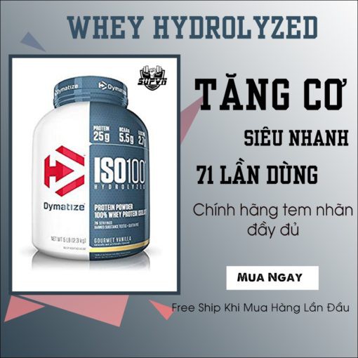 Dymatize Iso 100 - 5lbs 2.3kg Sữa tăng cơ Whey Protein chất lượng cao chính hãng giá tốt