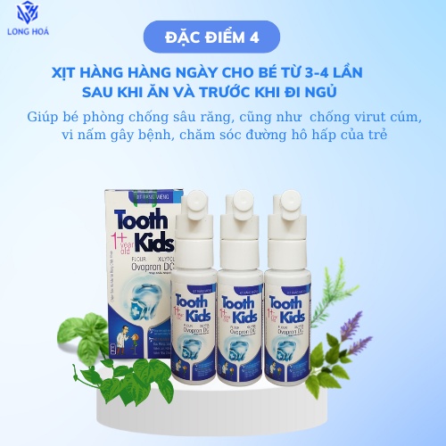 Xịt Chống Sâu Răng ToothKids cho bé từ 1 tuổi giúp bảo vệ men răng, ngừa mảng bám ố vàng, viêm lợi,hà mủn,làm trắng răng