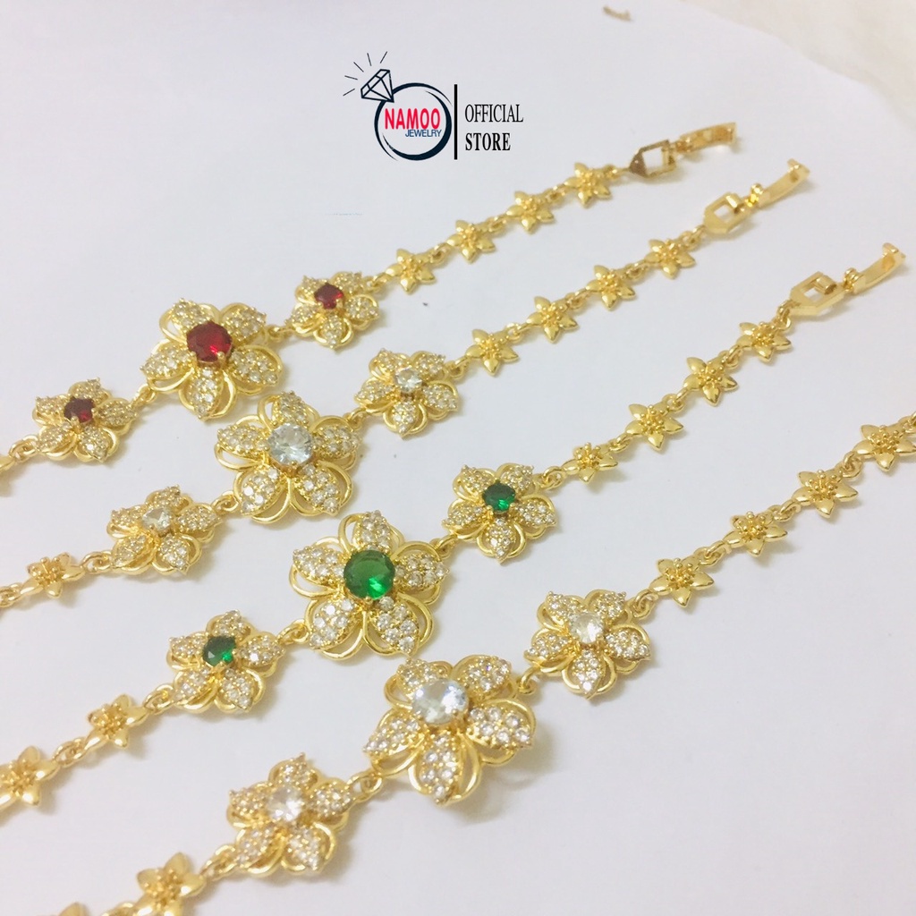 Lắc Tay Bản Hoa 5 Cánh Đính Đá 3 Màu L649, L900 Namoo Jewelry