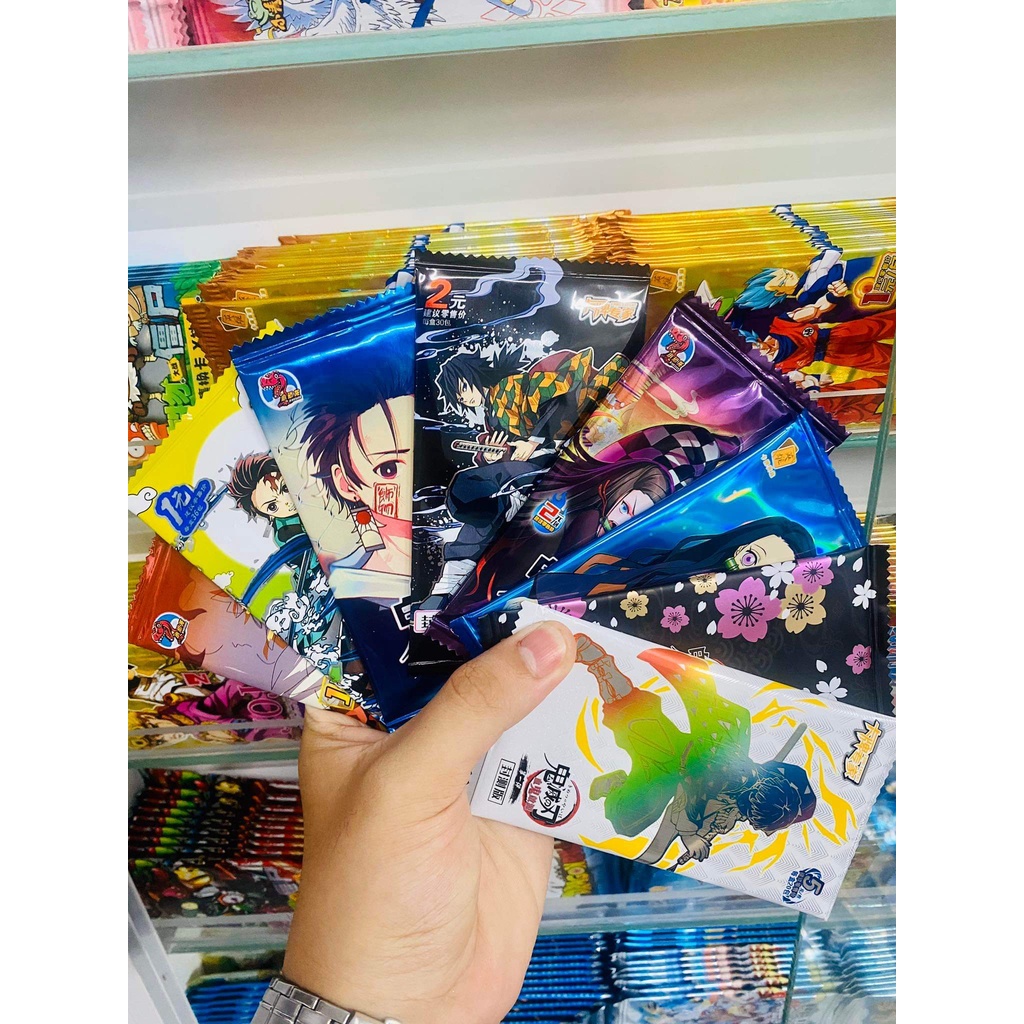 Set 5 ảnh thẻ nhân phẩm Anime Kimetsu no Yaiba Thanh Gươm Diệt Quỷ ngẫu nhiên chibi xinh xắn