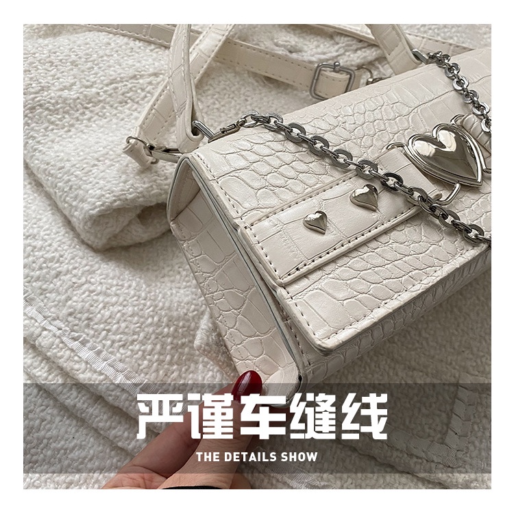 Túi Xách Đeo Vai Giả Da Cá Sấu Phối Dây Xích Thời Trang Nữ Sành Điệu