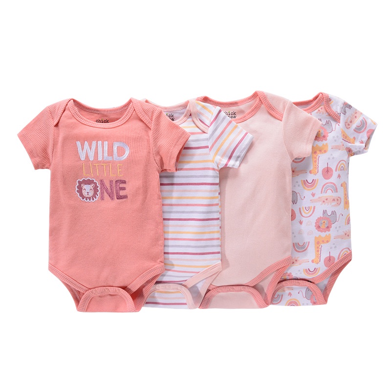 Set 4 Áo Liền Quần In Hoạt Hình Dễ Thương Thời Trang 2022 Cho Bé Sơ Sinh Từ 0-12 Tháng Tuổi
