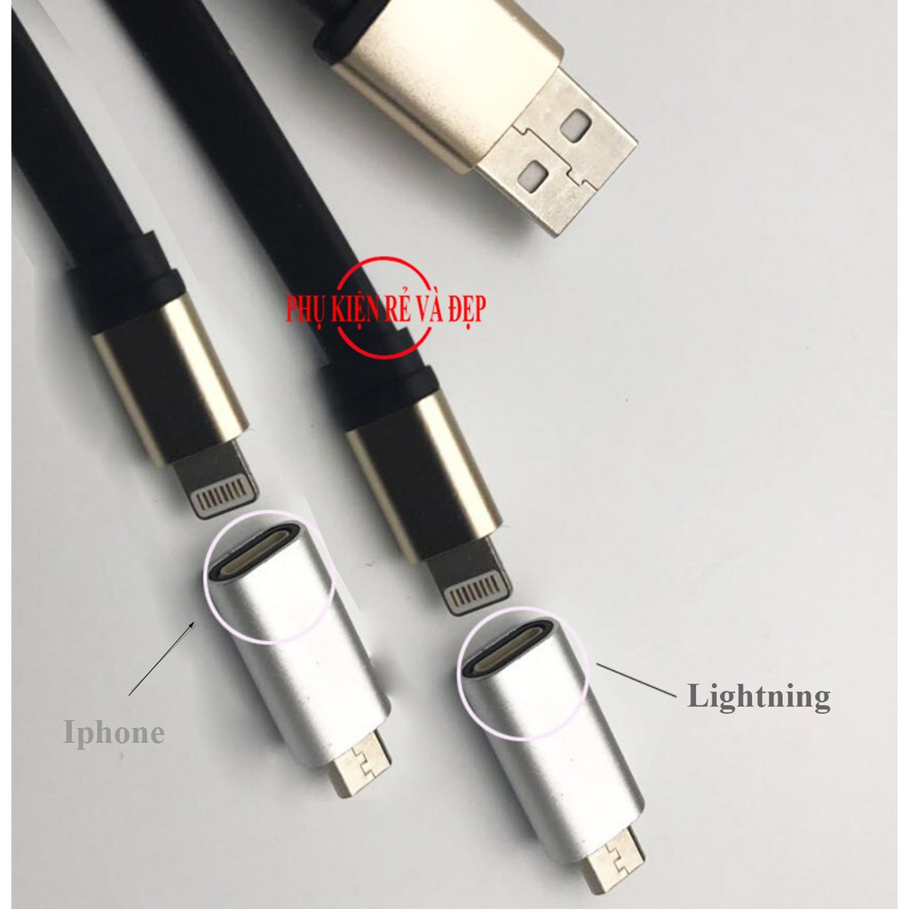 Combo 2 đầu chuyển đổi từ Lightning sang Type C và Lightning sang Micro USB