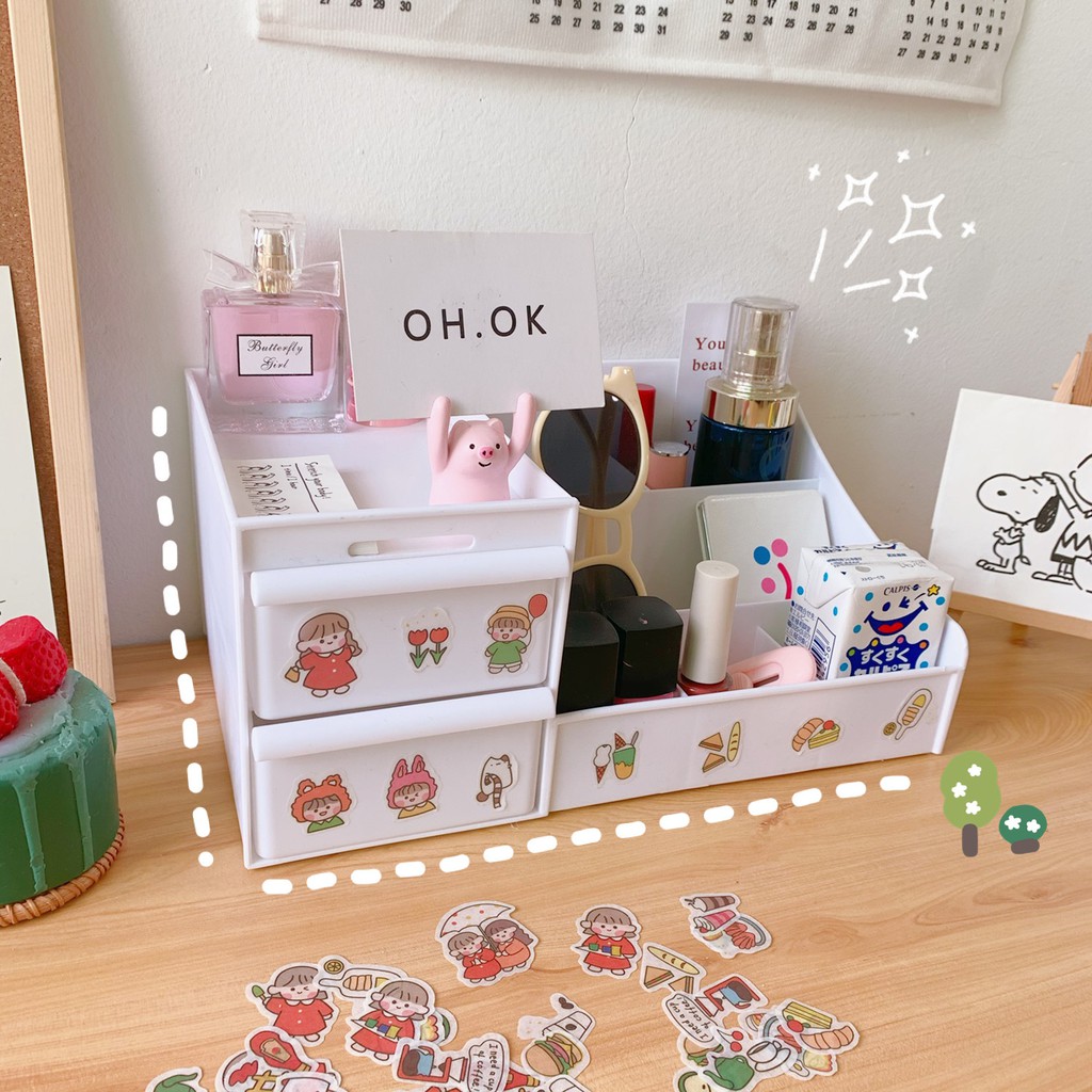 Sticker Mini Gói 40 Hình Dán Sổ, Book Mark Trang Trí Đa Năng Hình Bé Trai Bé Gái Cute