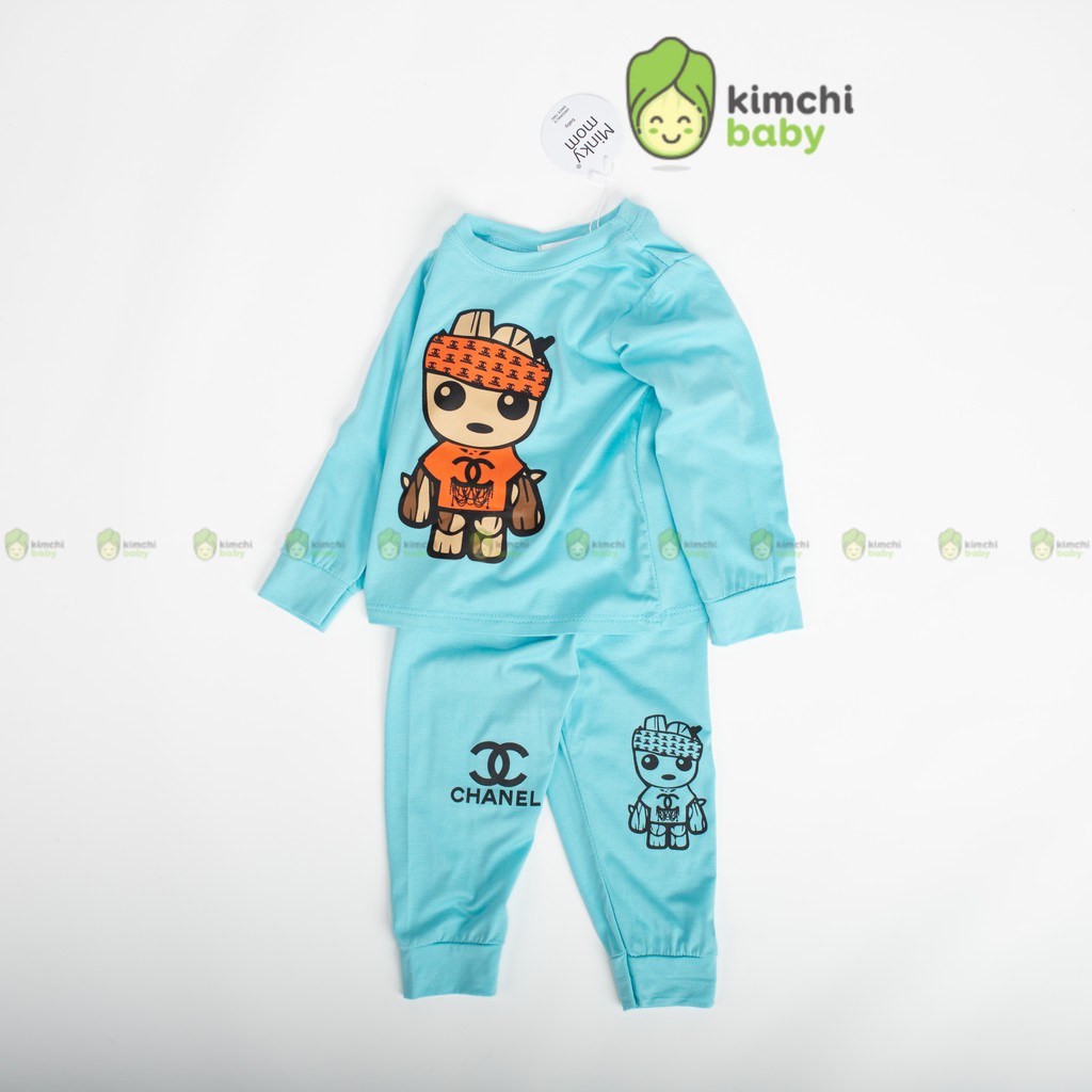 Đồ Bộ Bé Trai, Bé Gái Minky Mom Vải Thun Lạnh Groot Vệ Binh Thiên Hà, Bộ Dài Tay Cho Bé Mặc Thu Đông MKMTD2161
