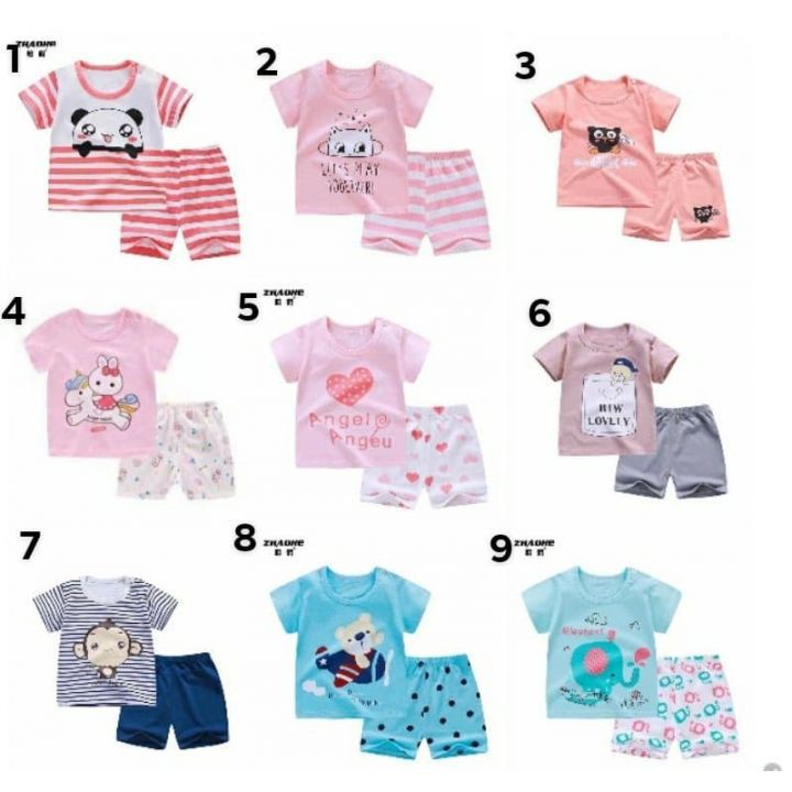 bộ quần áo chất cotton mùa hè cho bé hàng quảng châu