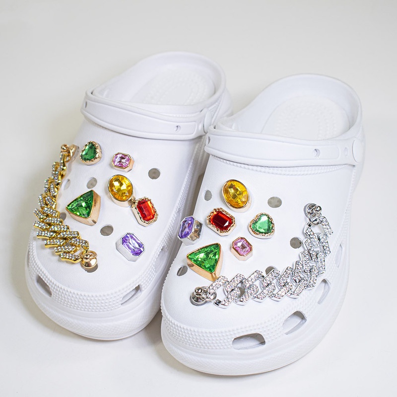 Bộ Phụ Kiện Khóa Giày Crocs Đính Đá Màu Kẹo Ngọt Tiện Dụng DIY