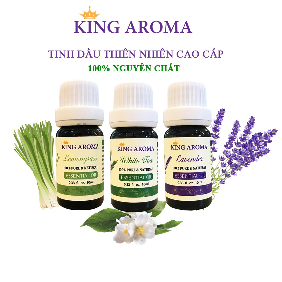 Combo 3 Chai Tinh Dầu Tiết Kiệm | Sả chanh - Lavender - Trà Trắng | Cao Cấp