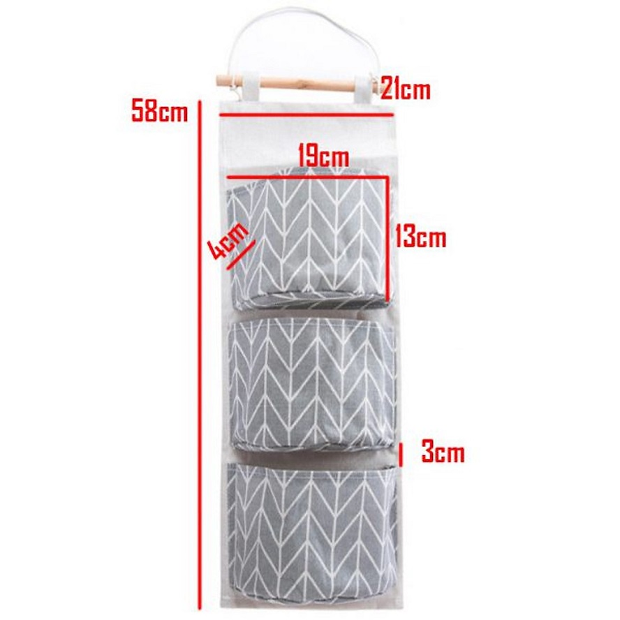 Túi vải treo tường decor trang trí nhà cửa 3 tầng đa năng 101254