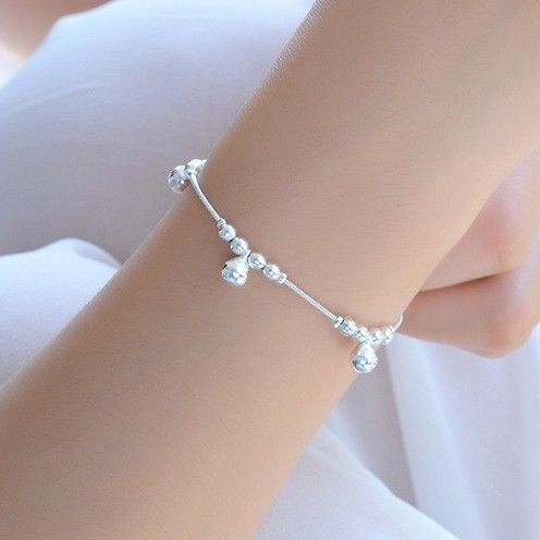 Vòng tay bạc 925 phối hình trái tim xinh xắn thời trang cho nữ