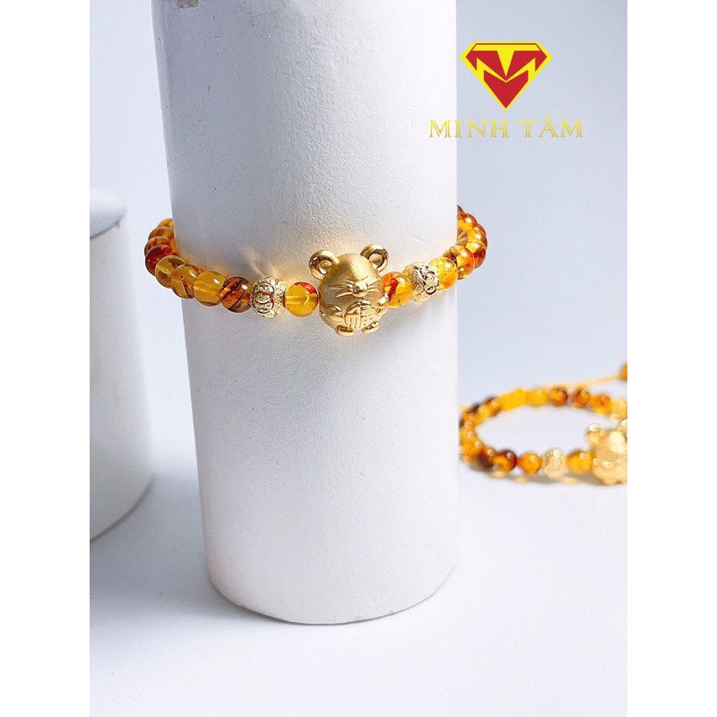 Vòng hổ #phách Minh Tâm jewelry con giáp bạc mạ vàng cho bé