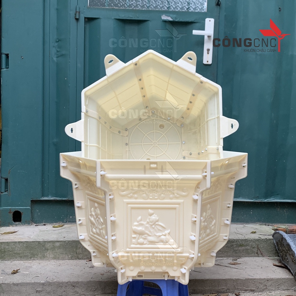 Khuôn Chậu Cảnh ABS Lục Giác 60 Hoa Sen, Phúc - Lộc - Thọ -cá chép- tài lộc LG60PLT không chân