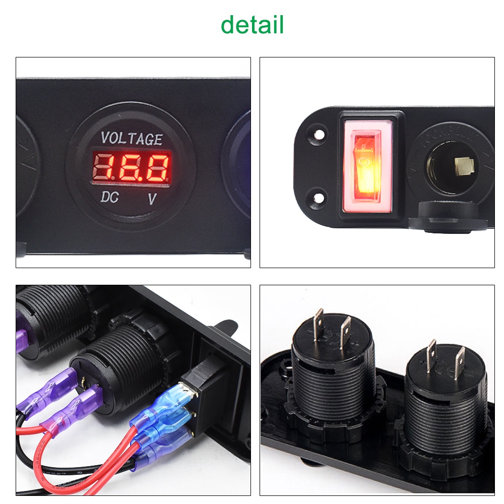 Tẩu sạc PECHAM 4 trong 1 có công tắc bật tắt 12V cho xe hơi