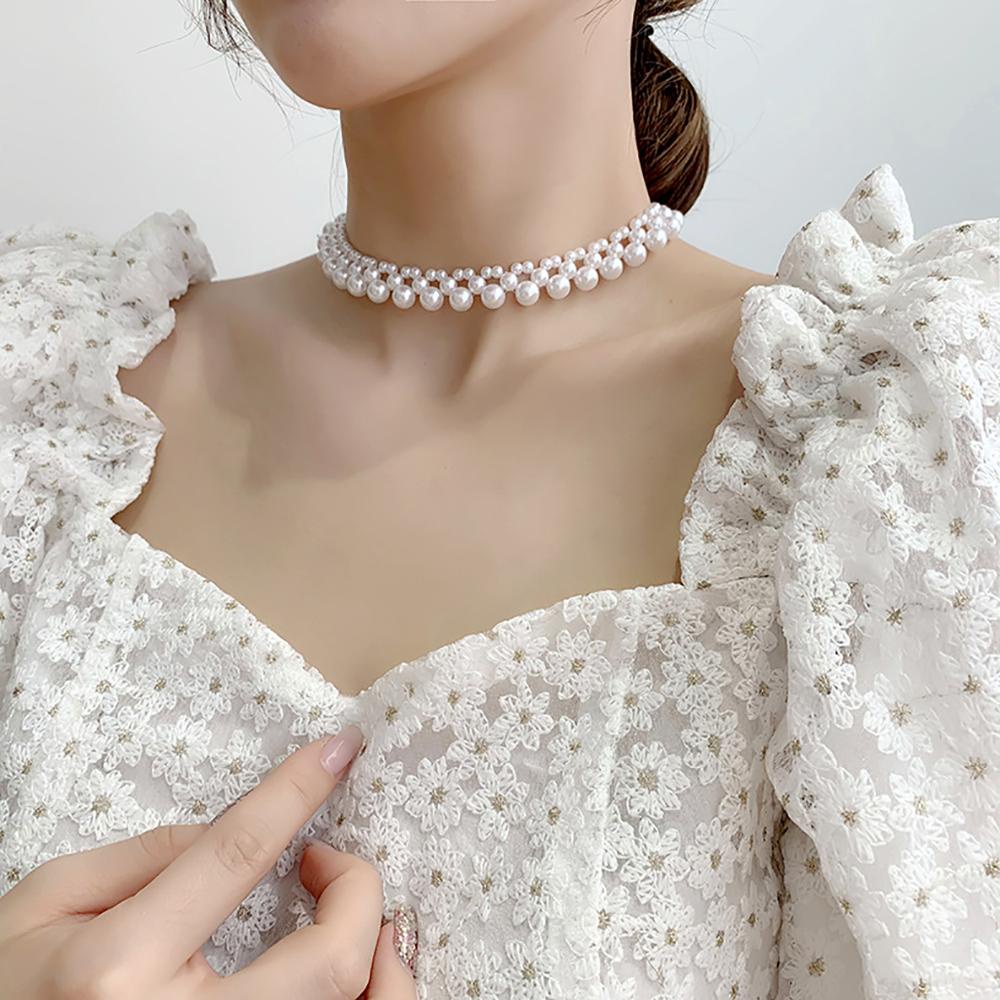 Vòng Cổ Choker Nhiều Lớp Đính Ngọc Trai Phong Cách Hàn Quốc Thời Trang Cho Nữ