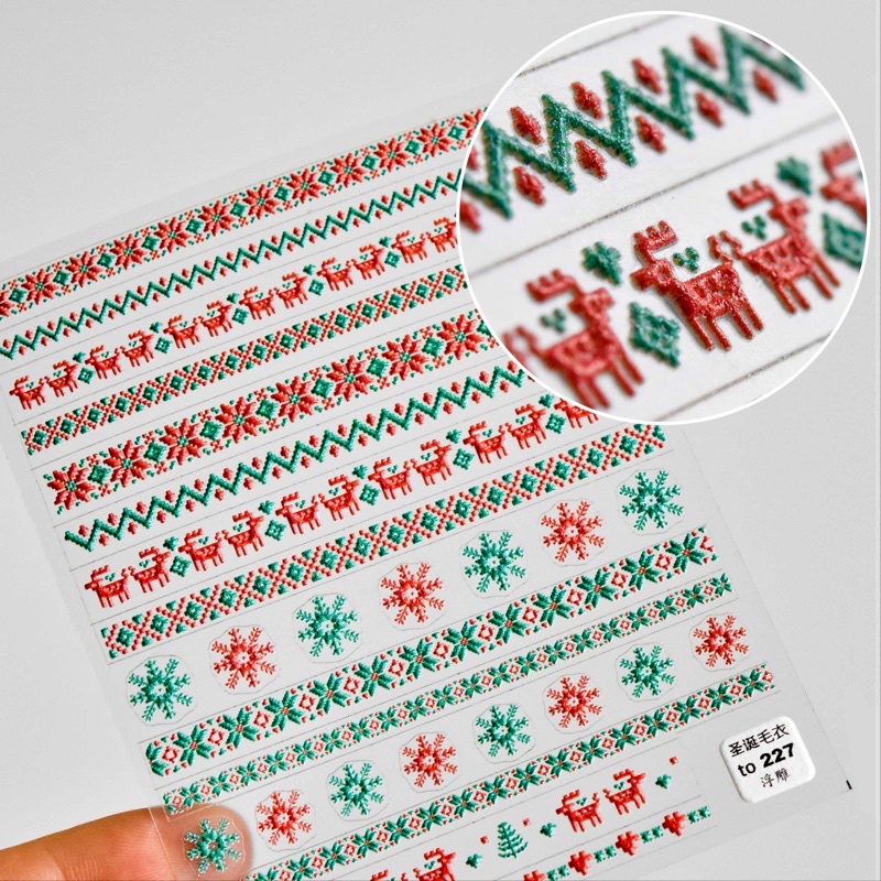sticker lụa noel 5d cao cấp miếng dán móng tay nail