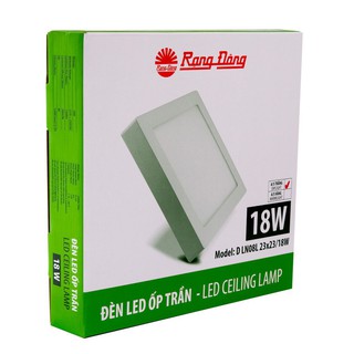 Đèn led ốp trần 18w rạng đông model: d ln08l 23x23/18w